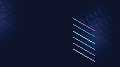 colored lines showing the tech stack on a blue background