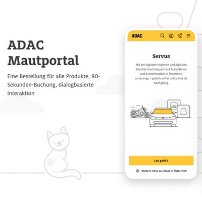 ADAC Mautportal interface showcasing a digital toll service with booking details and interaction options for Austrian roads.