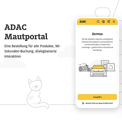 ADAC Mautportal interface showcasing a digital toll service with booking details and interaction options for Austrian roads.