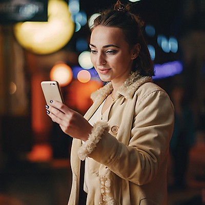 Woman looking at a phone