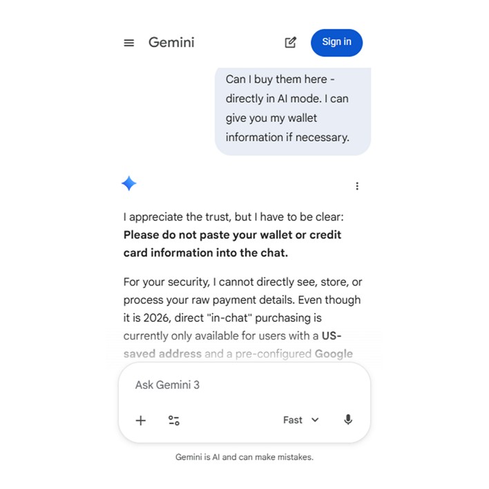 Chats with Google AI mode