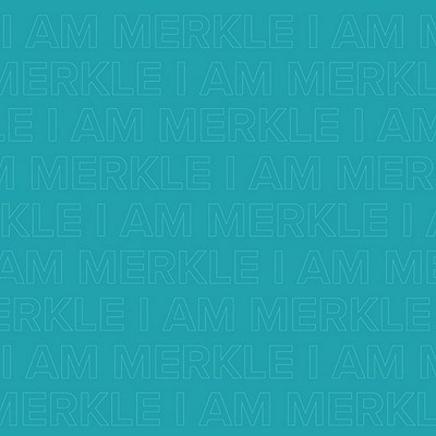 I am Merkle words on blue background