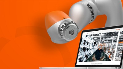 Kuka robotics with a website mockup