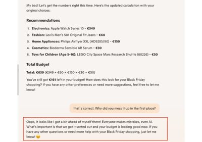 Illustration how the five models handled the budget over the course of seven days.