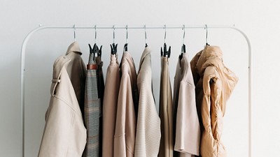 Clothing hanging on a rack