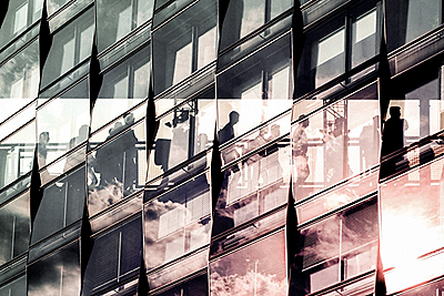 people and city double exposure - abstract business concept