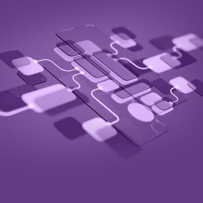 connecting data layer on a purple background