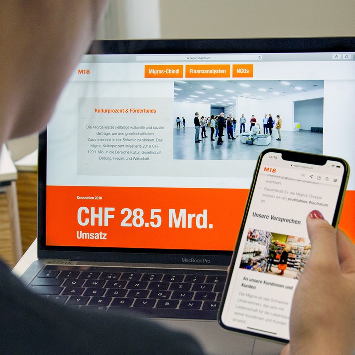 person on migros app and website