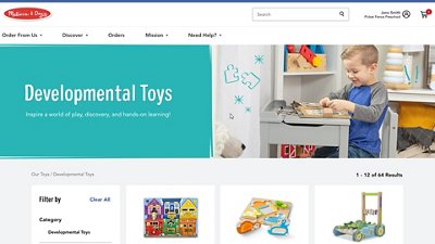 The home page of Melissa & Doug's website
