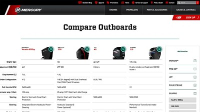 Product comparisons for Mercury Marine