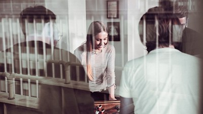 People socializing at the offfice