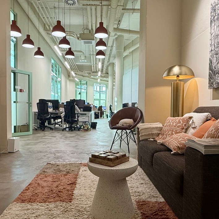 Private office space with two chairs and Merkle logo