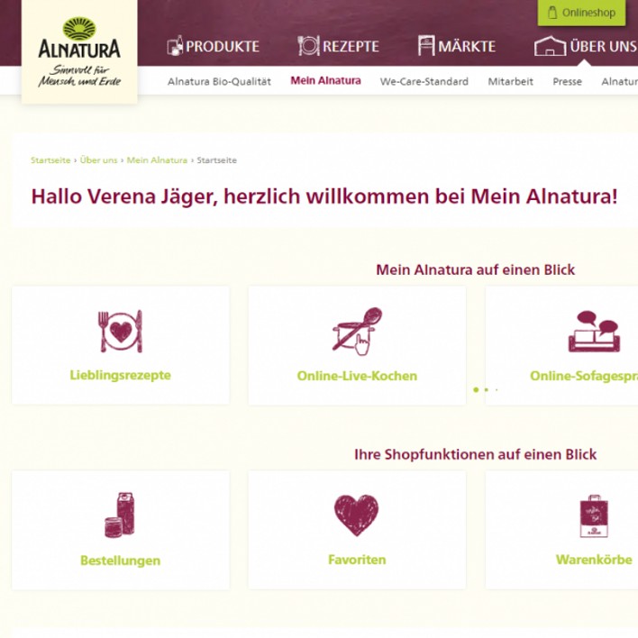 Mein Alnatura Merkle Reference User Menu