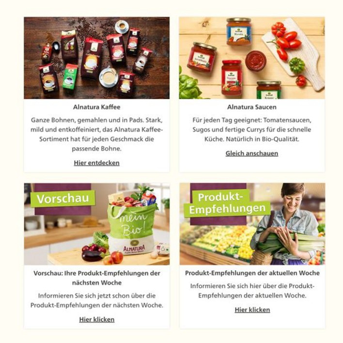 Screenshot of the new Alnatura website