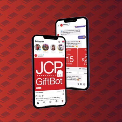 Red Background Image with 2 mobiles with the JCP logo