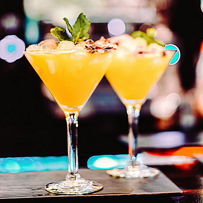 Fancy drinks in a martini glass