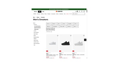 Zalando offers ~15k pair of men´s sneakers to GER clients.