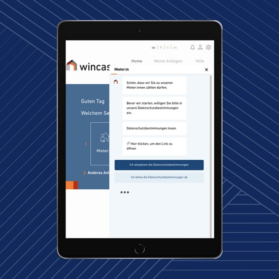 tablet screen chatbot